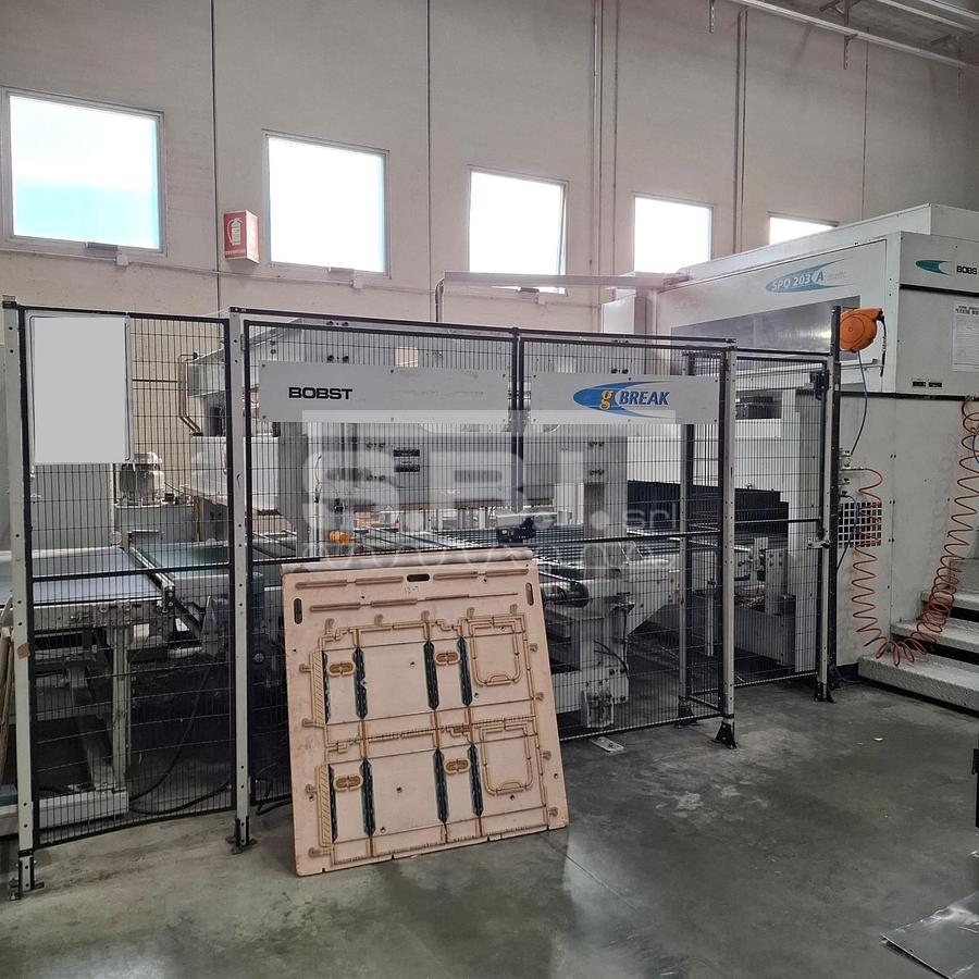 Used Bobst SPO 203 A-Matic + G-Break + Pallettizer