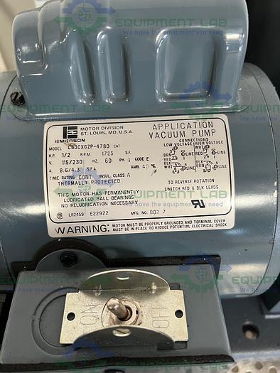 Used Welch  1402N Chemstar Rugged Belt  Vacuum Pump w/ Motor Division C63CXGZP Motor