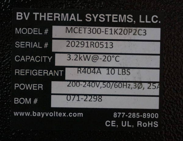 Used BAY VOLTEX Chiller MCET300-E1K20P2C3