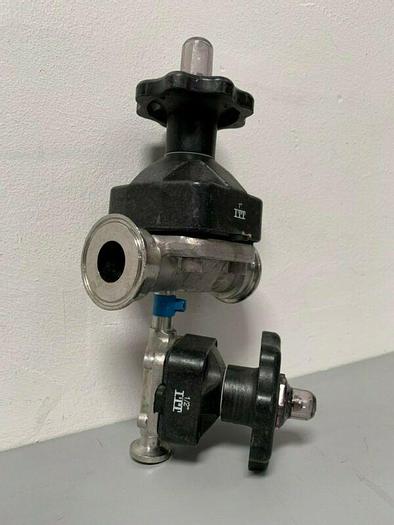 Used ITT Pure-Flo  Diaphragm Valve, 2 Valves w/ 1" & 1/2" Sanitary Fittings