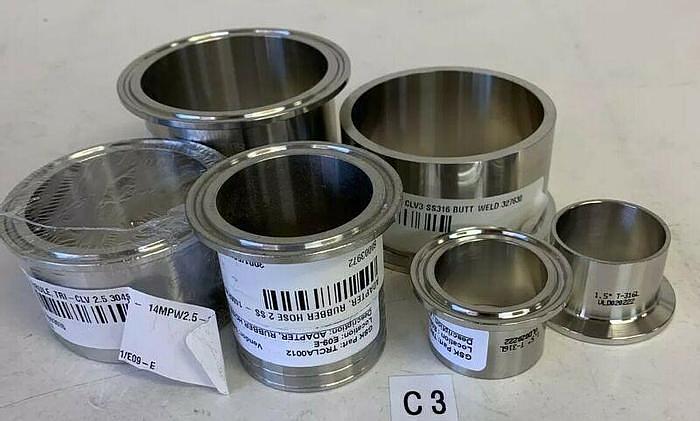Assortment Tri Clamp/Tri Clover Fittings Stainless Steel 316 Fast Shipping