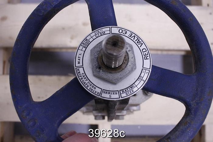 Used Red Valve 3" Hand Operated Knife Gate Valve #39628