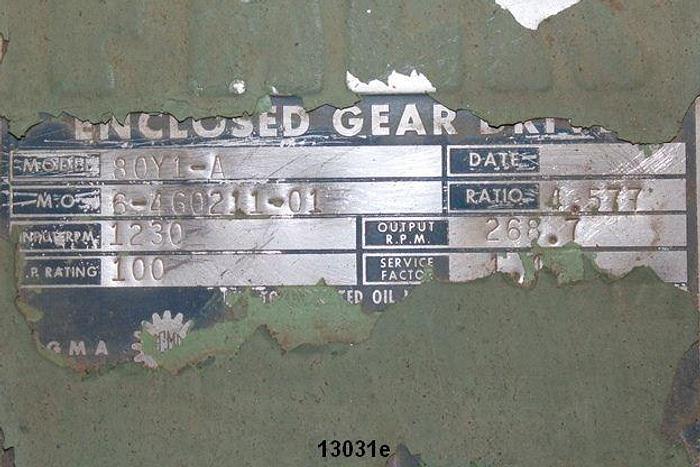 Used Falk 80Y1-A Gear Reducer, Parallel Shaft, 100 Hp, 4.577/1 Ratio #13031