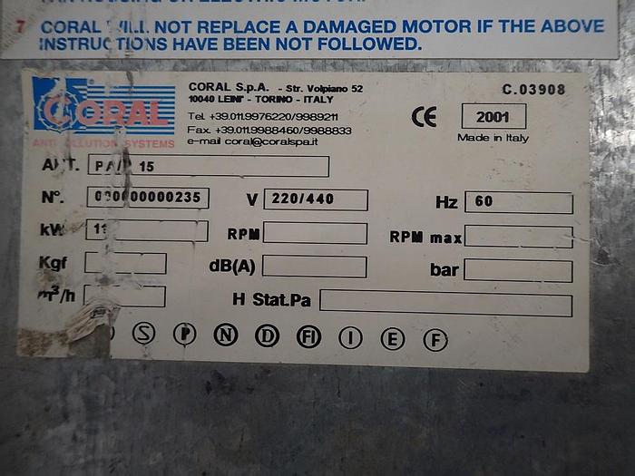 Used (SOLD) Coral 15 HP Bag House Dust Collector