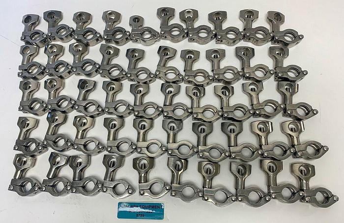 Used Unbranded Stainless Steel T Style Clamps Size 50-75 1/2"-3/4" Lot of 50 (8789)W