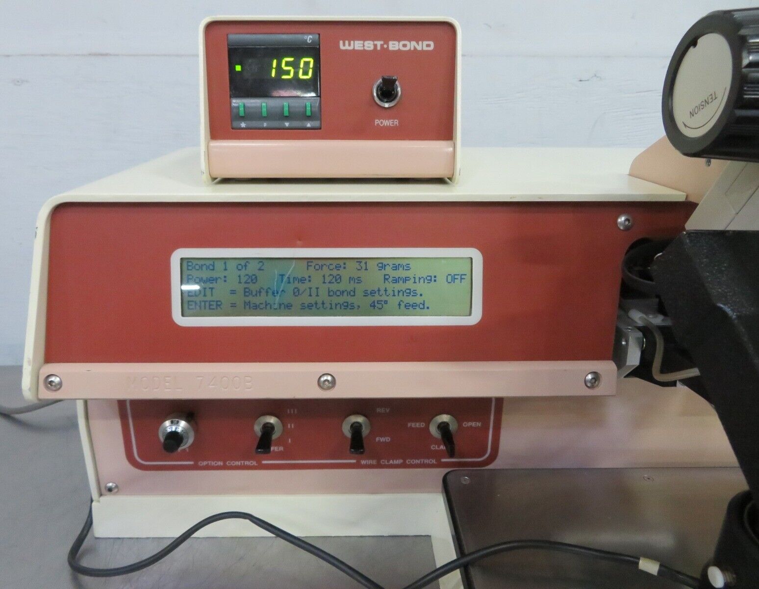 Used West-Bond 7400B Manual 45° Feed Wedge Wire Bonder (refurbished)