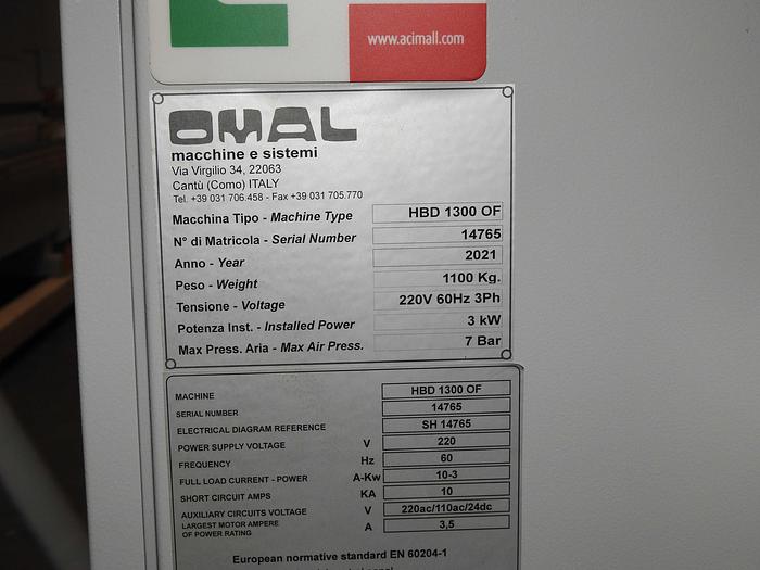 Used 2021 SCM GROUP/OMAL HBD-1300OF Demo Machine HBD-1300OF