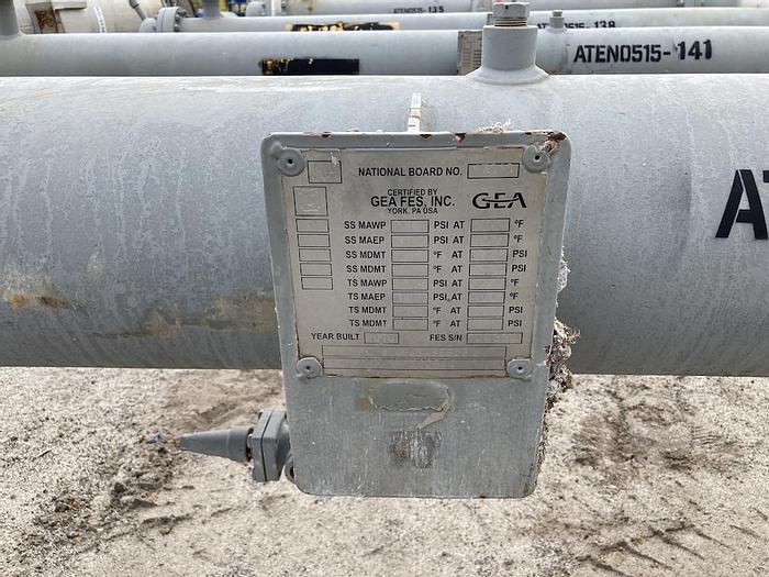 Used GEA FES Inc. approximately 230 square foot shell and tube heat exchanger