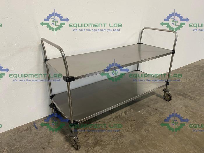 Used Metro  60" W x 24" D x 38" H Two Tier Stainless Steel Rolling Utility Cart