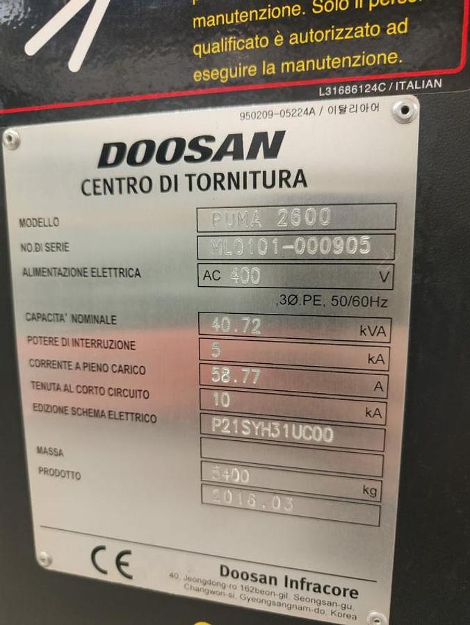 Usato TORNIO DOOSAN PUMA 2600