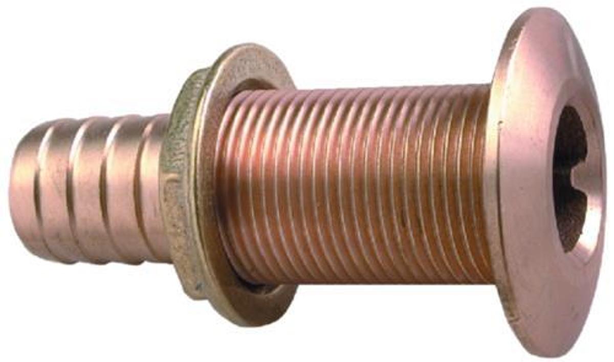 Plain Bronze Thru-Hull Connector - 5/8in. Hose - 1-1/2in Flange