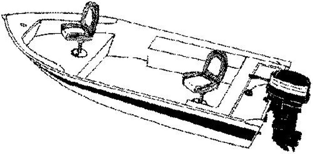 V-Hull Fishing Boat Wide Series with Motor Hood Cover - 13ft. - 6in. - Slate Gray