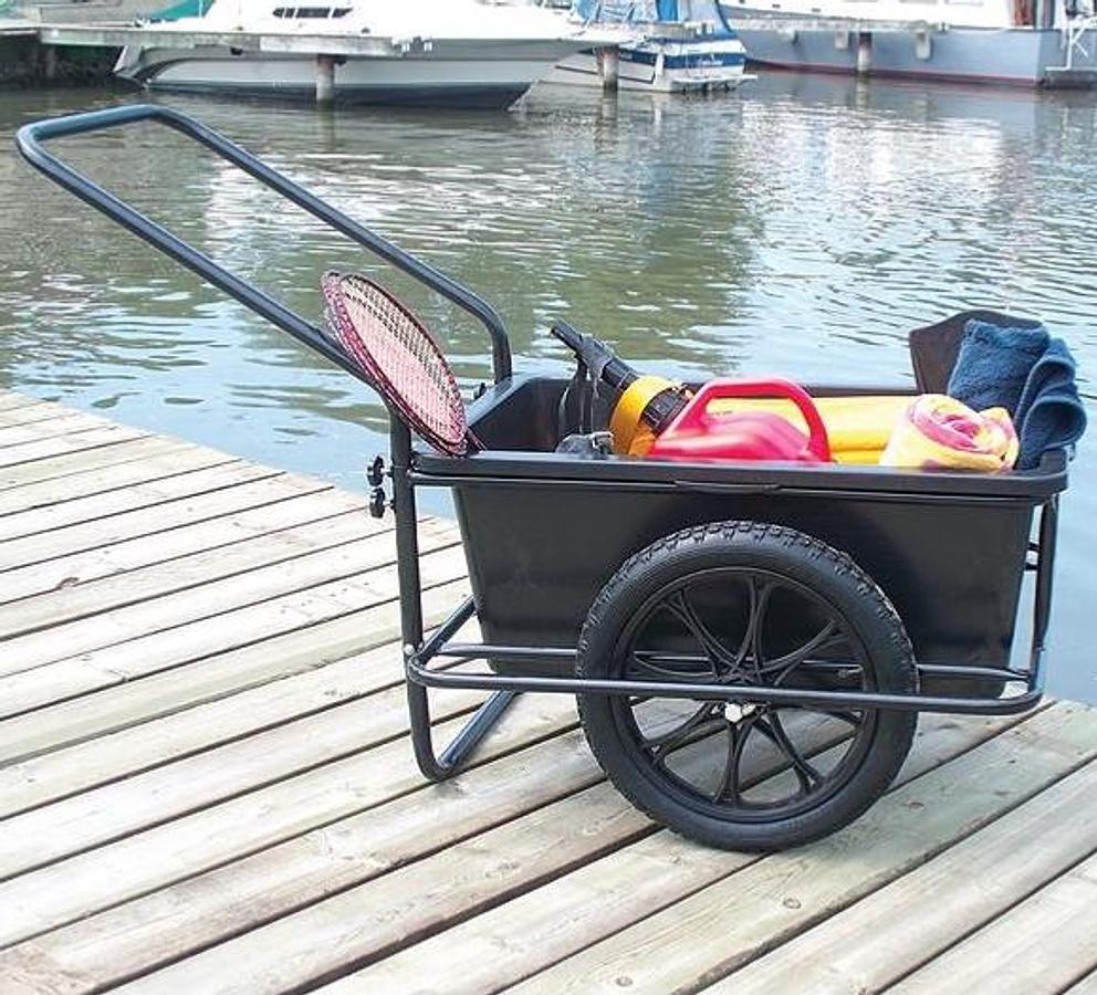 Powder Coated Steel Frame iCart Dock Cart With Removable Poly Bucket and Solid Tires
