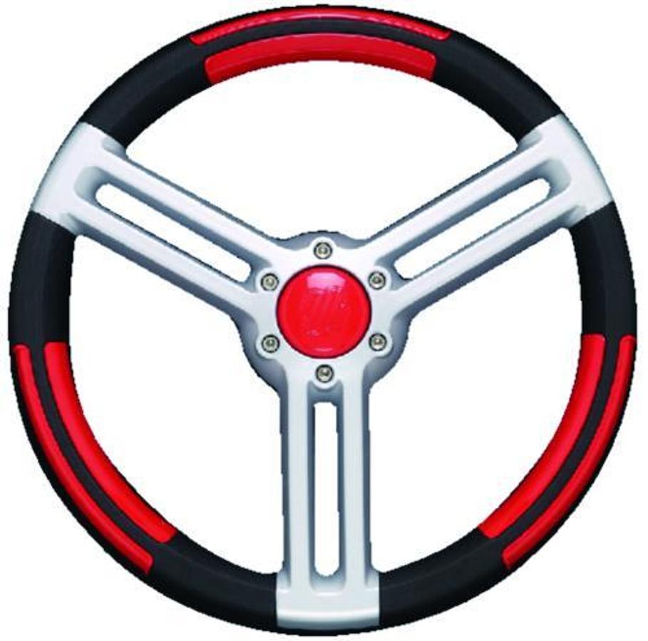 Doria Steering Wheel - Black/Red/Silver