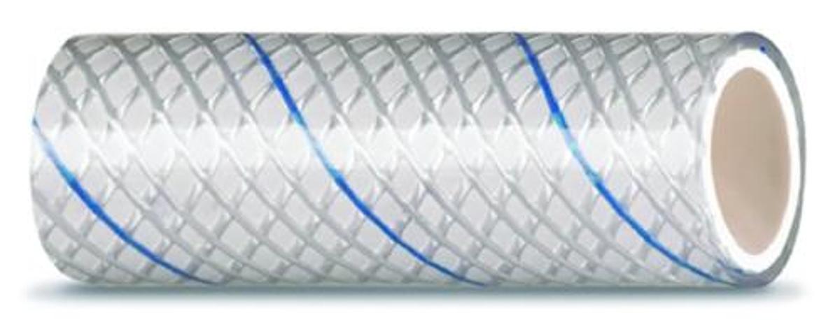 Clear Reinforced PVC Tubing with Blue Tracer - 164 Series - 1/2in. x 25ft.