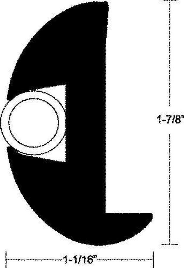 Black Vinyl Rub Rail - 1 7/8in. x 1 1/16in. x 50ft.