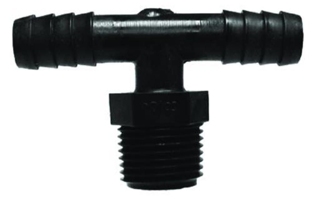 Hose Barb Pipe Tee - 1/2in. x 1/2in. x 3/8in.