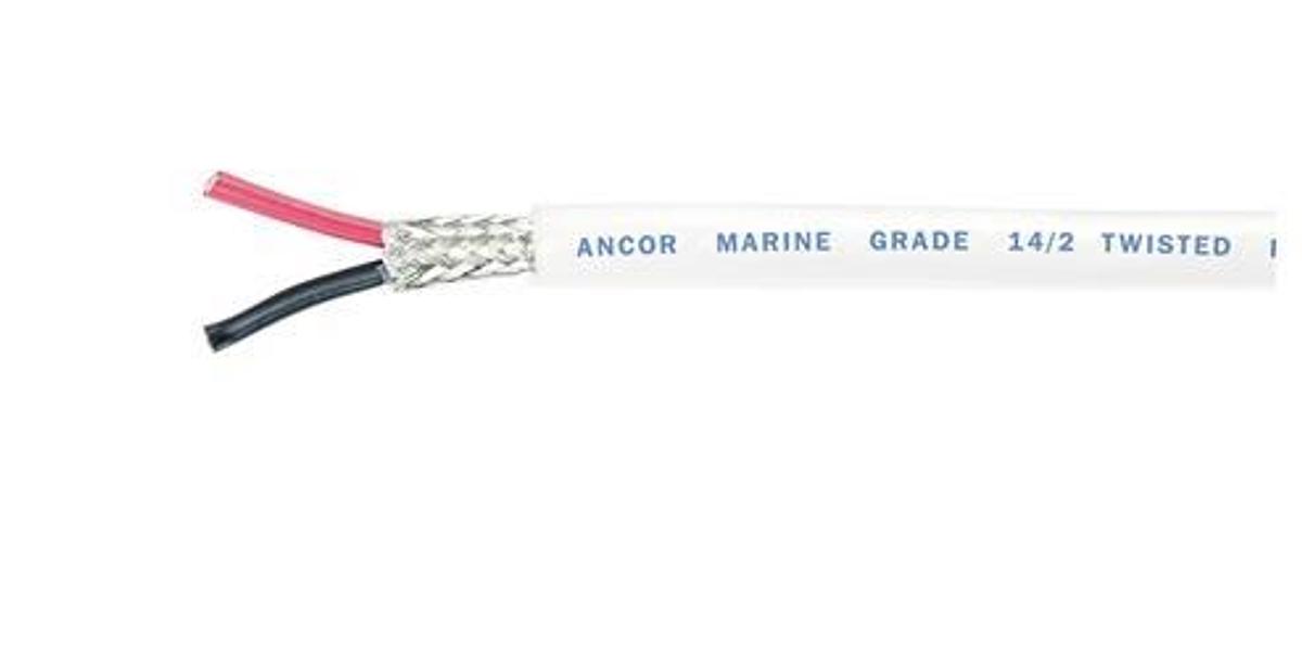 Marine Grade Duplex Twisted/Shielded Cable - 14/2 Gauge - 100ft. - White