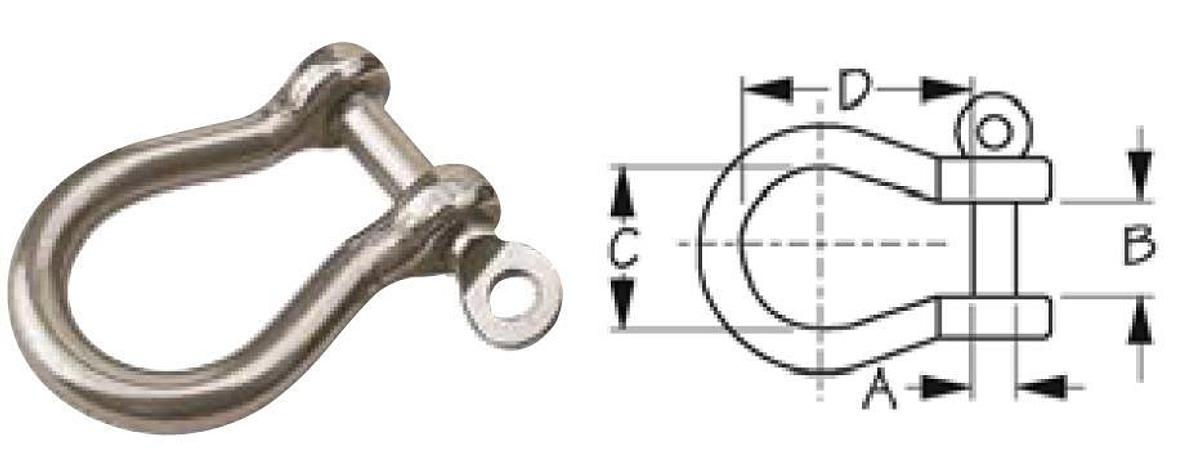 Stainless Captive Bow Shackle - 5/16in.