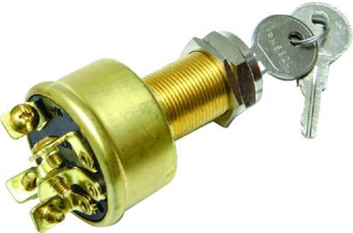 3 Position Magneto Brass Ignition Switches - 1-1/8in. - 5 Screw Terminal