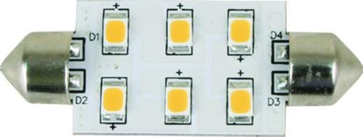 Festoon 42mm LED Bulb - 6 LED - Warm White - 1.44W/72 Lumens