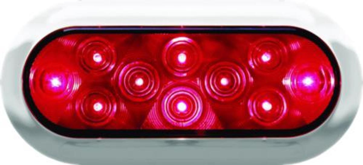 ED Oval Stop Turn & Tail Light Red With Chrome Bezel