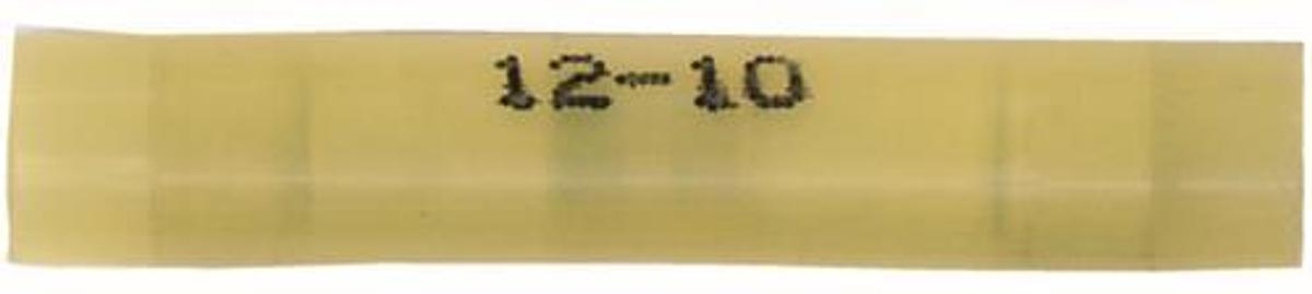Nylon Insulated Double Crimp Butt Connector - 12-10 Wire Range - Yellow - 100pk