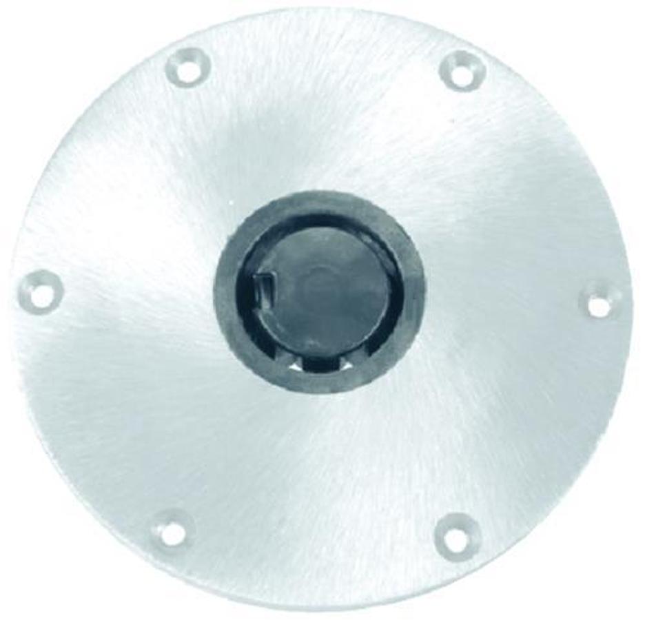 Plug-In Round Aluminum 2 3/8in. Hi-Lo Base - 9in. - Satin Finish