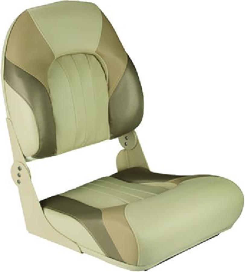 High Back Fold Down Fishing Seat - 23in. L x 16 1/2in. W x 17 1/2in. D - Tan