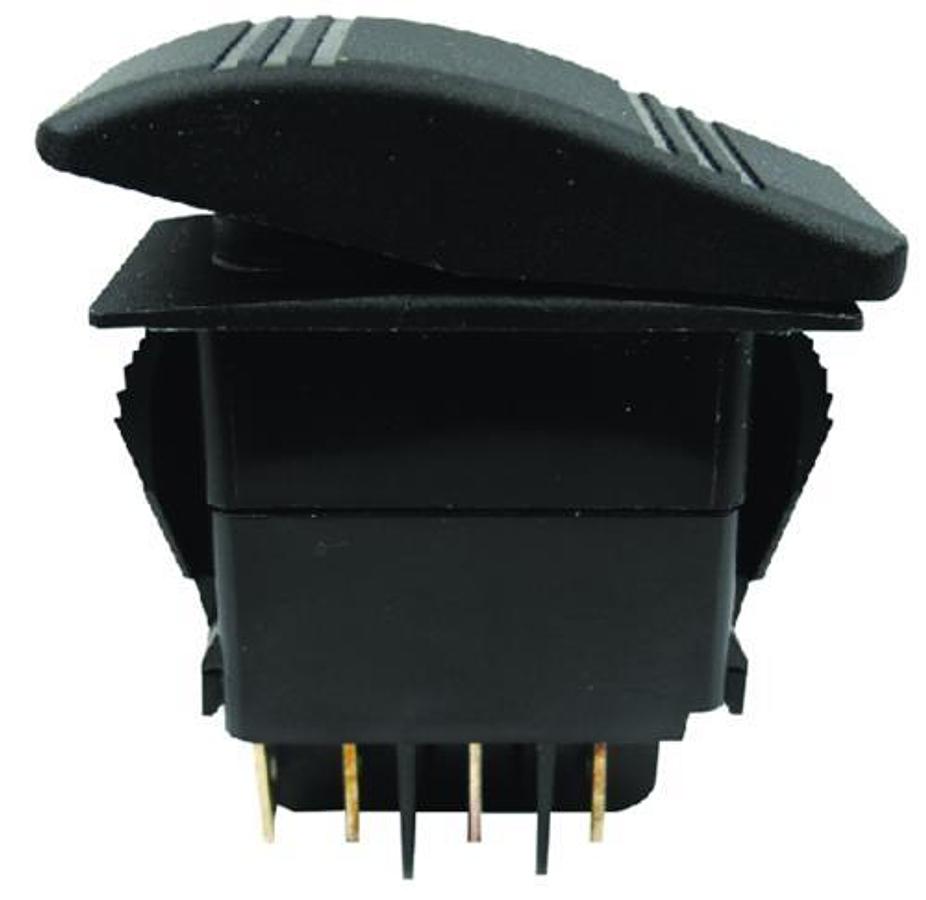 DPDT Illuminated On/Off/On Contura Rocker Switch - Black