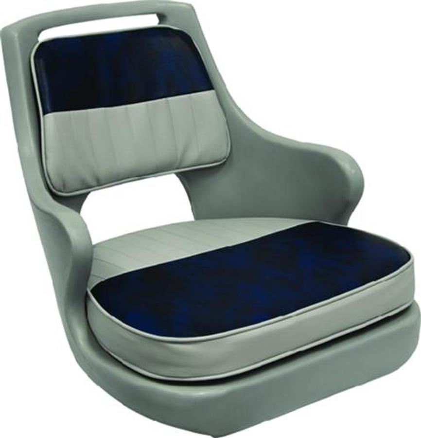 Freshwater Bucket Seat with Cushions - Gray/Navy/Gray Shell