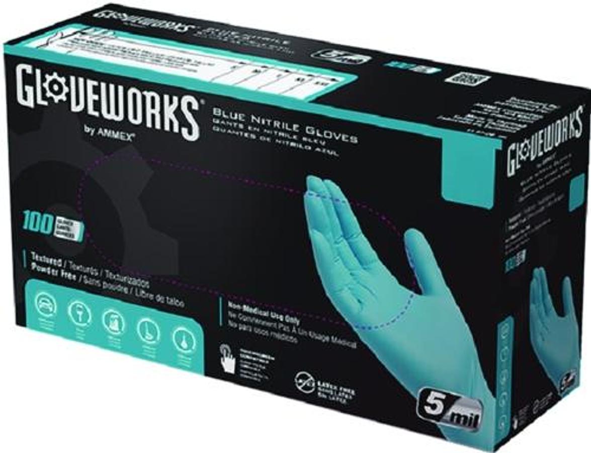 Latex And Powder Free Blue Nitrile Gloves - Lg
