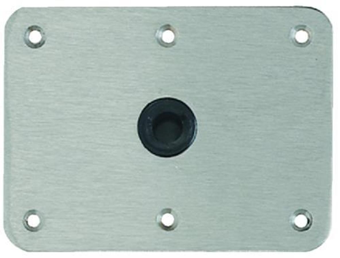 Lock-N-Pin 3/4in. Stainless Steel Base Plate with Steel Lip Tube - 6n. x 8in.  - Non Threaded
