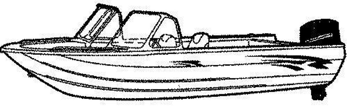 Aluminum Fishing Boat O/B Cover With High Windshield Mounted Forward - 17ft. 6in.