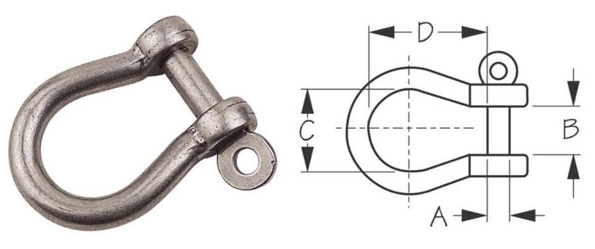 5/16in. Forged 316 Stainless Steel Bow Shackle