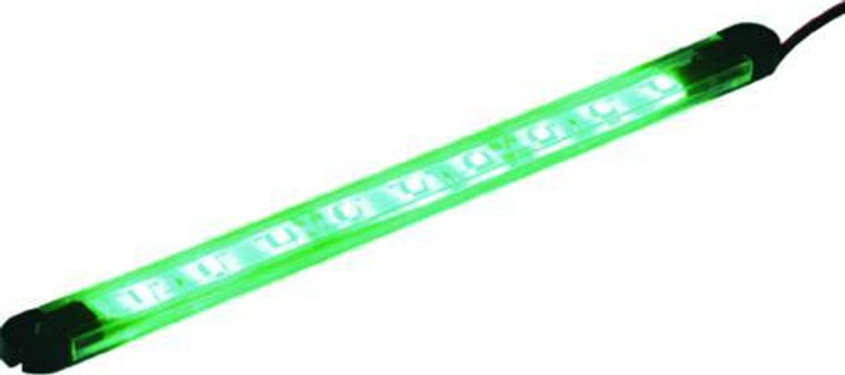 Waterproof Super Bright LED Flex Strip Light with Track - 12in - Green - White Track