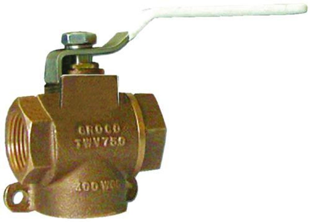 Full-Flow 3-Way Valve Bronze - 3/4in. NPT