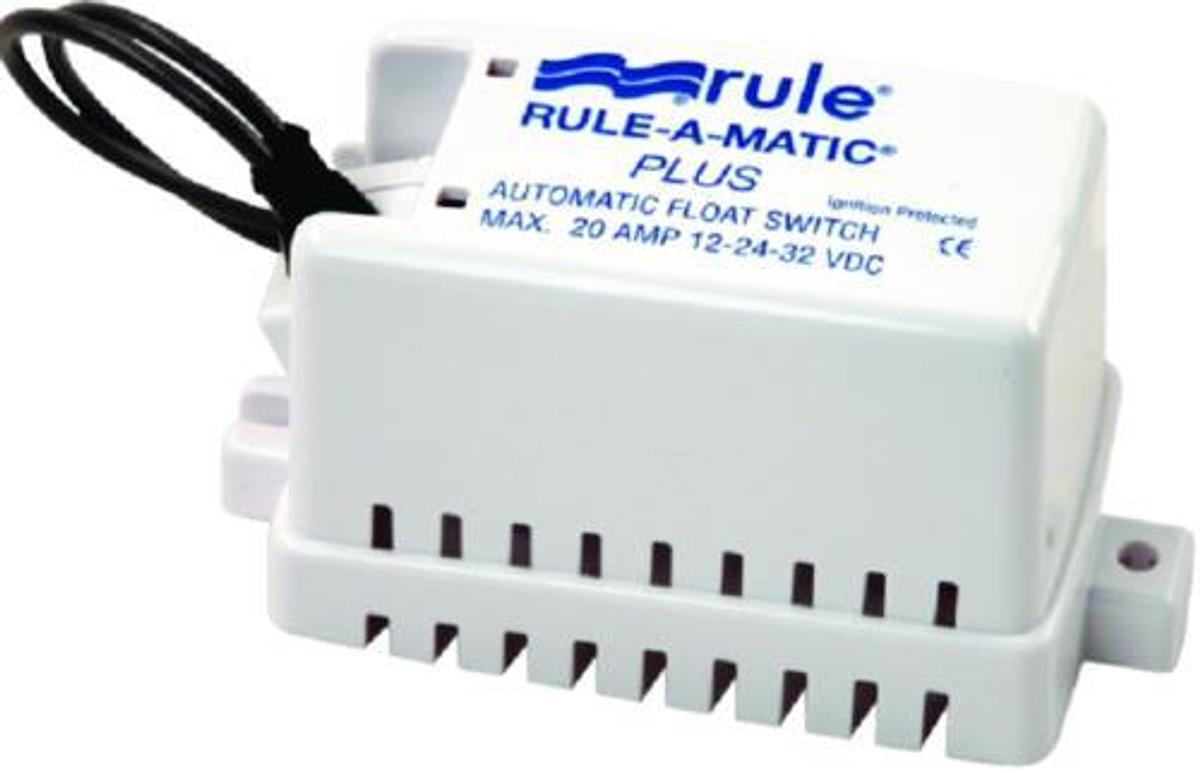 Rule-A-Matic Plus Float Switch with Fuse Holder - 3in. x 5-3/8in. x 2-1/2in. - 12/24 Volts - 20 Amp