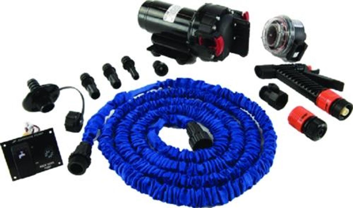 Johnson Pump Aqua Jet Wash Down 5.2 Gpm Pump Kit with Blue Collapsible Hose