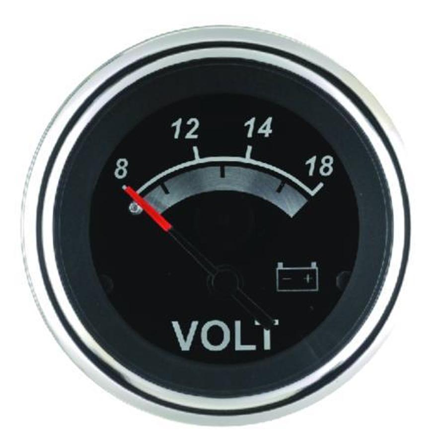 Black Sterling 2in. Voltmeter Gauge - 8-18V DC