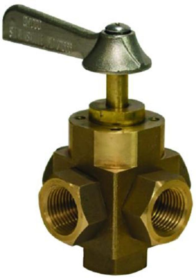 FV-550L Bronze 5-Way Tank Selector Valve - 1/2in. Full Flow