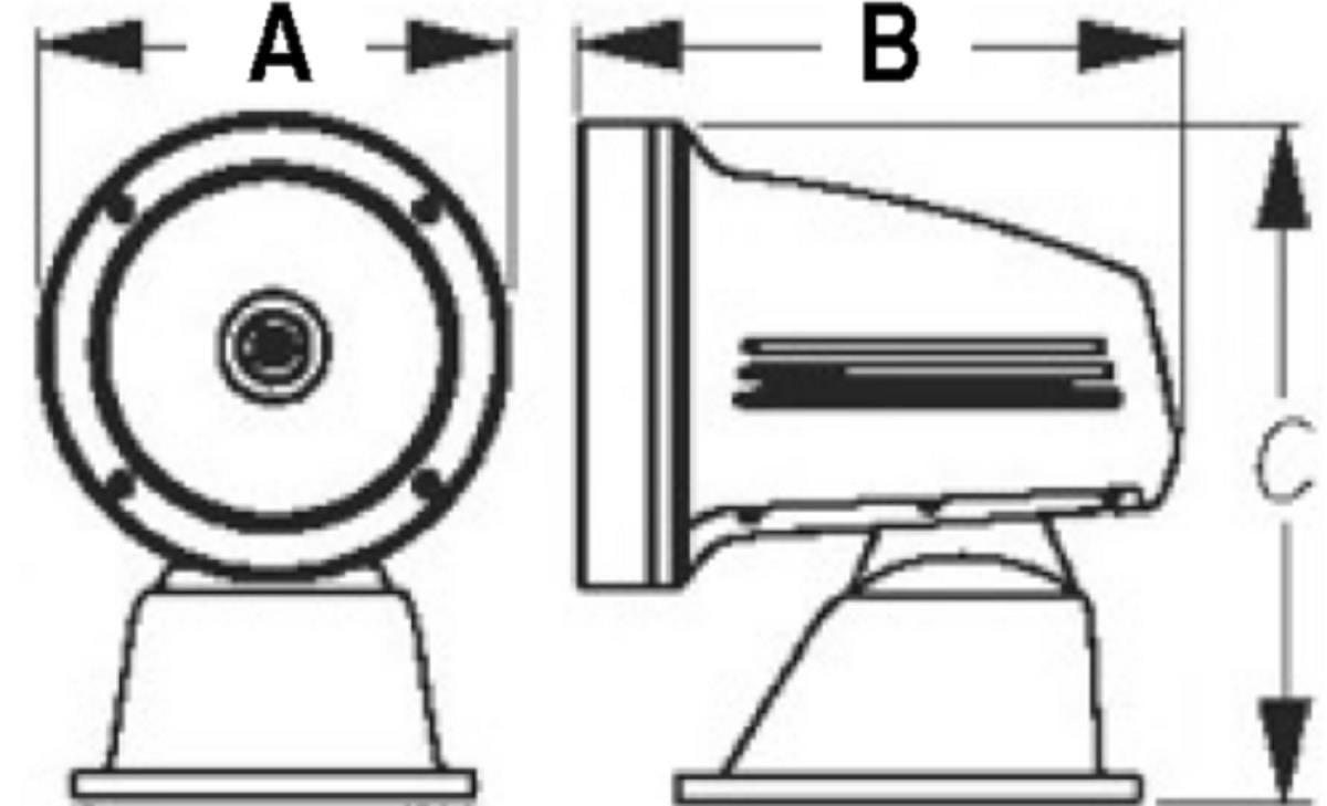 100W Halogen Spot 90W Flood Light - 6 11/16in. x 8 3/16in. x 9 5/8in. - ASA Plastic