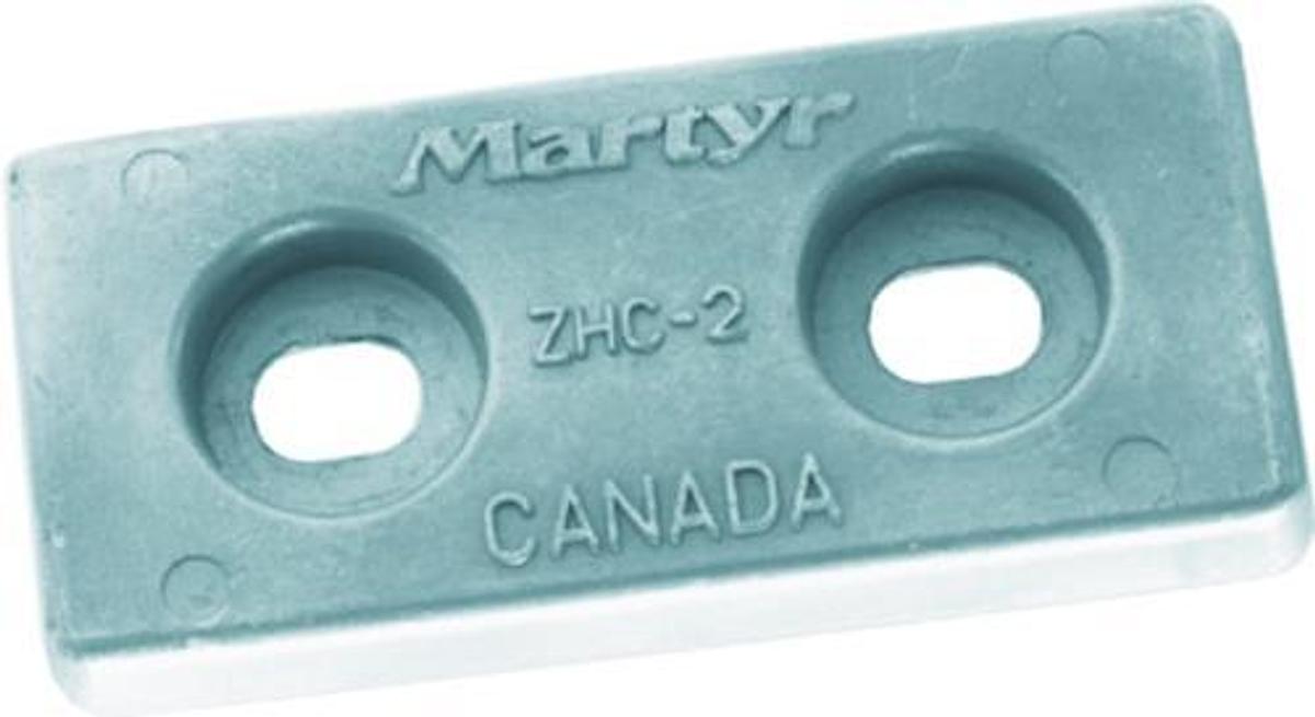 Pleasurecraft Hull Anode - Zinc - Size: 8in.L x 4in.W x 3/4in.H - Hole: 4-3/8in.