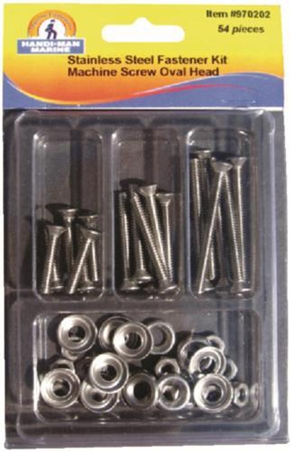 Assorted 54 Piece Stainless Steel Oval Machine Screw Kit