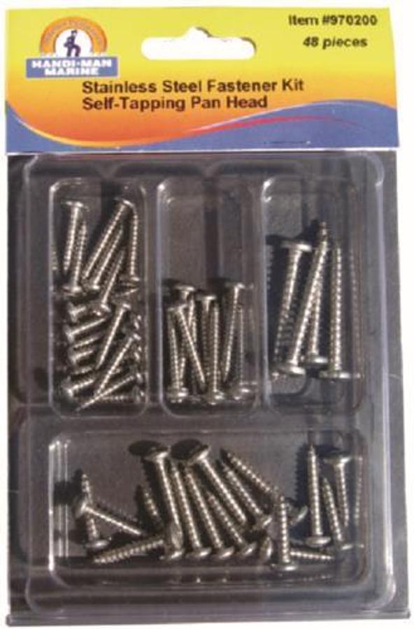 Assorted 48 Piece Stainless Steel Self-Tapping Screw Kit - Pan Head