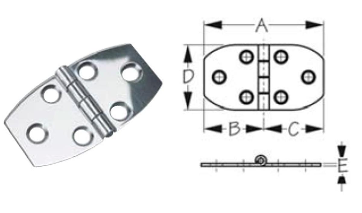 Stamped 304 Stainless Steel Door Hinges - 2pk.