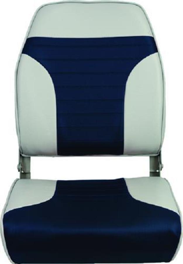 Economy Folding High Back Seat - Gray/Blue