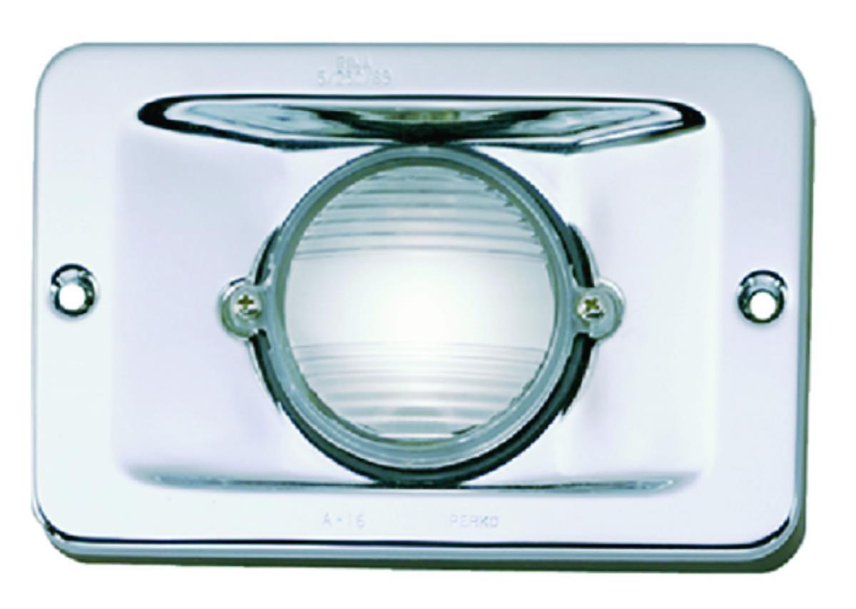Rectangular Stern Light - Chrome Plated Brass Housing - 5 3/16in. L x 3 3/8in. W x 1 1/2in. D