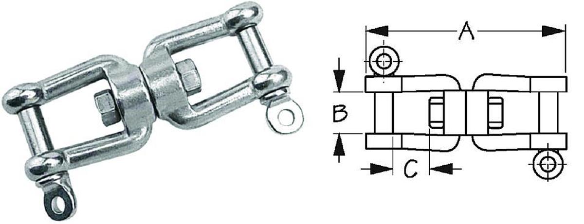 Stainless Steel Jaw & Jaw Swivel - 1/4in.