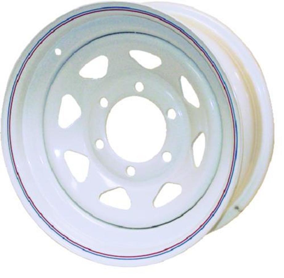 Eight Spoke Steel Wheel - 15in. x 6in. - White with Stripes
